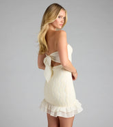 Adorable Flirt Ruffle Lace Mini Tube Dress
